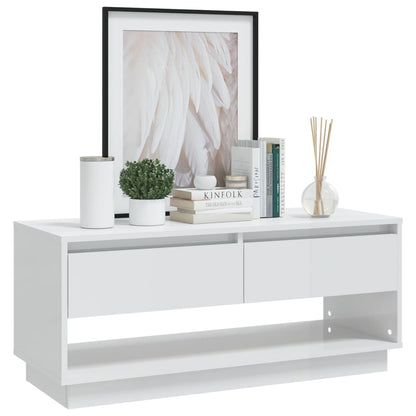 Mobile TV Bianco Lucido 102x41x44 cm in Truciolato