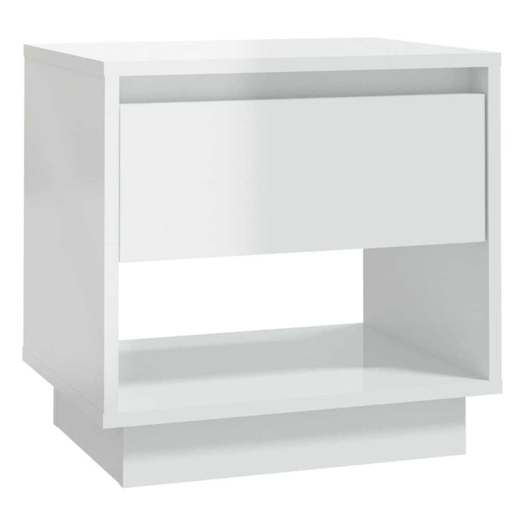 Comodino Bianco Lucido 45x34x44 cm in Truciolato
