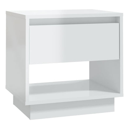 Comodino Bianco Lucido 45x34x44 cm in Truciolato
