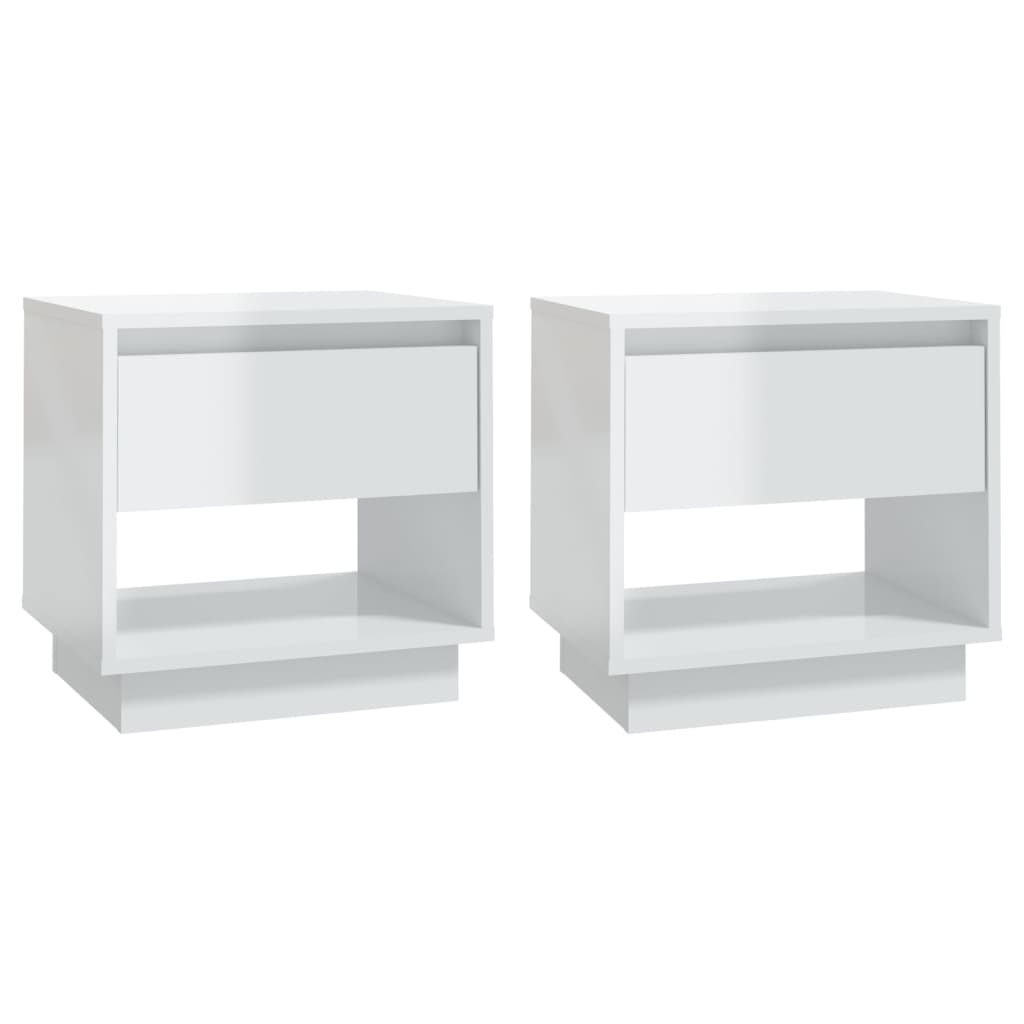 Comodini 2 pz Bianco Lucido 45x34x44 cm in Truciolato