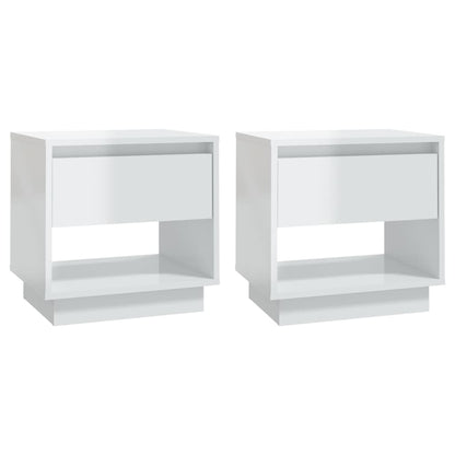 Comodini 2 pz Bianco Lucido 45x34x44 cm in Truciolato