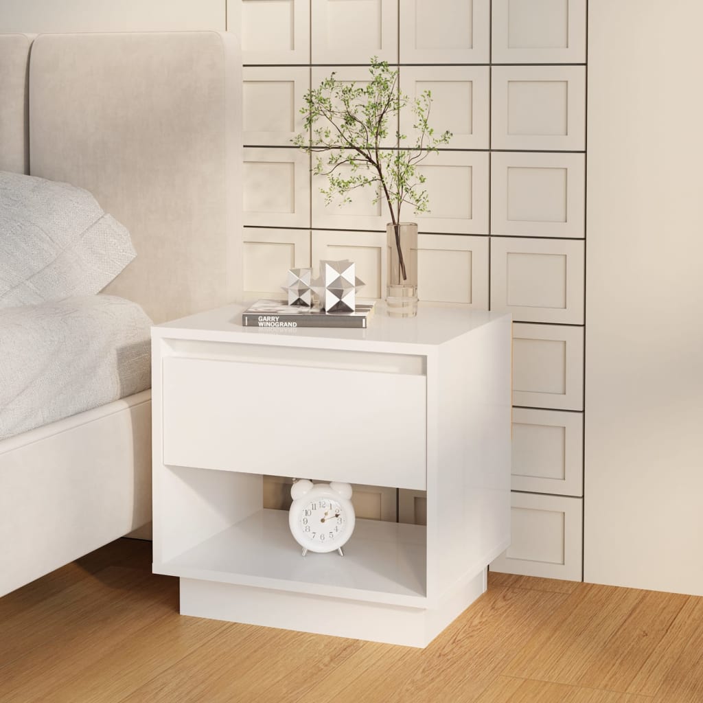 Comodini 2 pz Bianco Lucido 45x34x44 cm in Truciolato