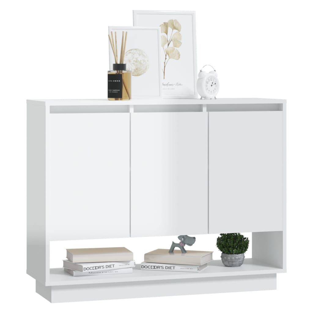 Credenza Bianca Lucida 97x31x75 cm in Truciolato