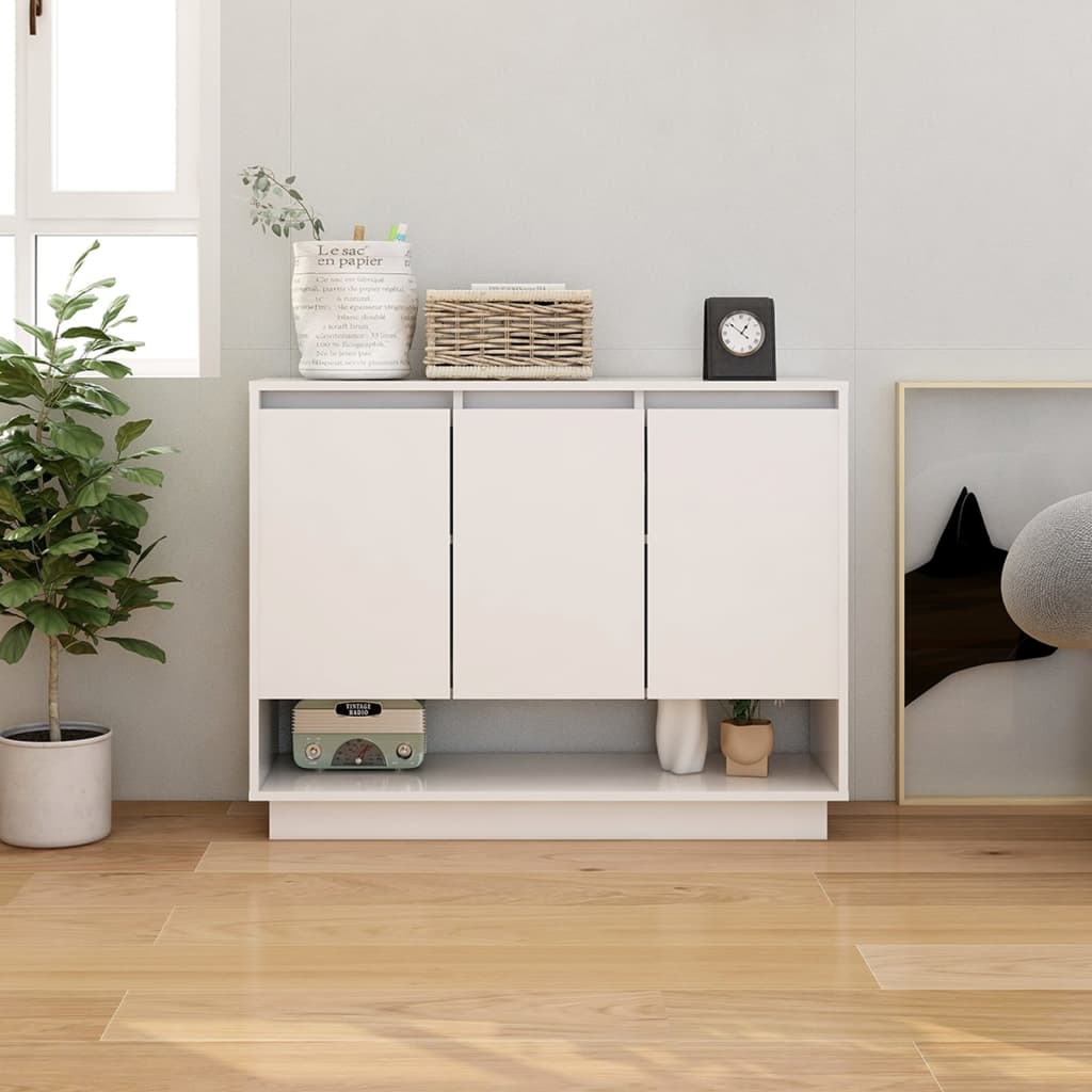 Credenza Bianca Lucida 97x31x75 cm in Truciolato