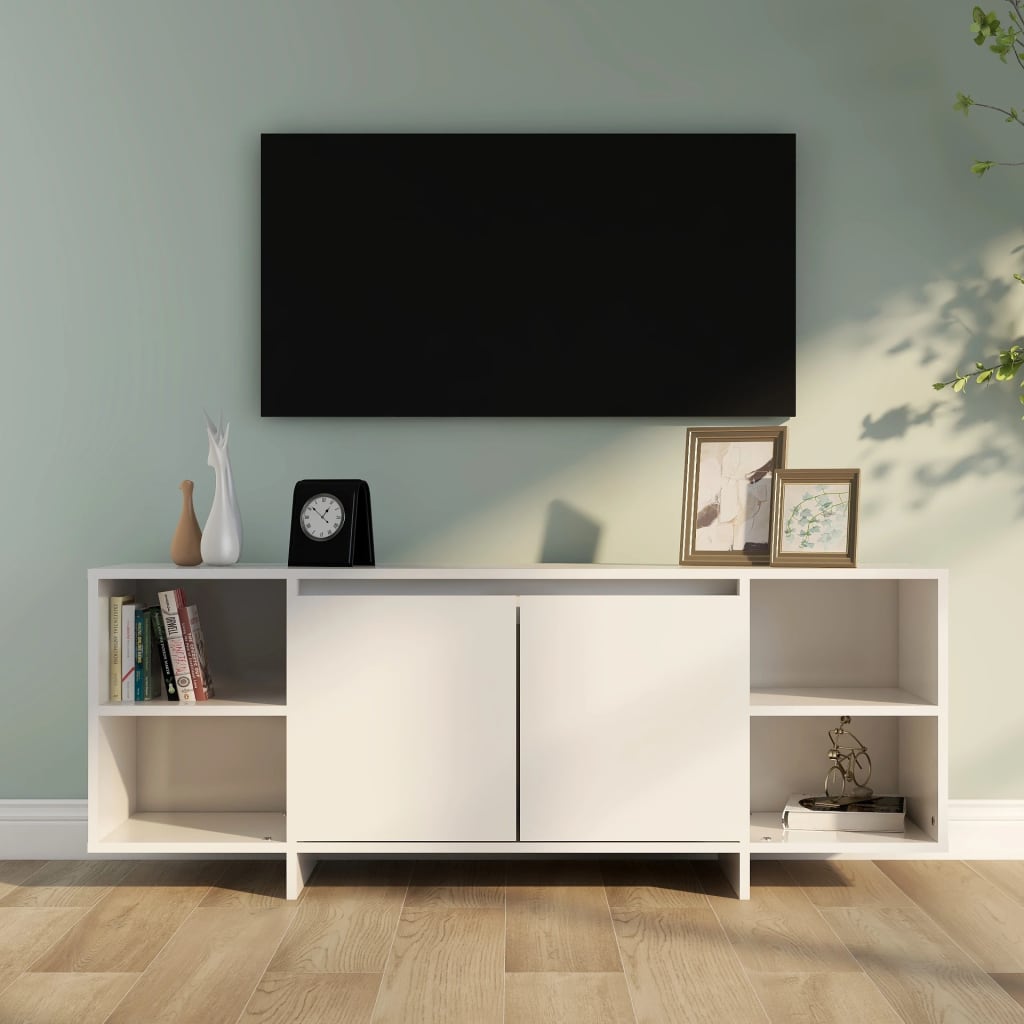 Mobile TV Bianco Lucido 130x35x50 cm in Truciolato