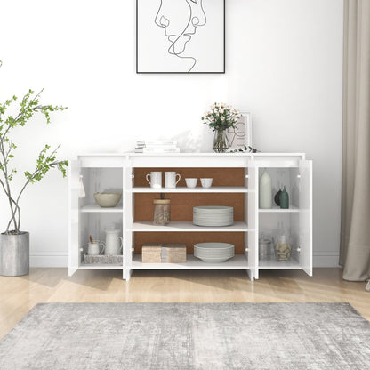 Credenza Bianco Lucido 135x41x75 cm in Truciolato
