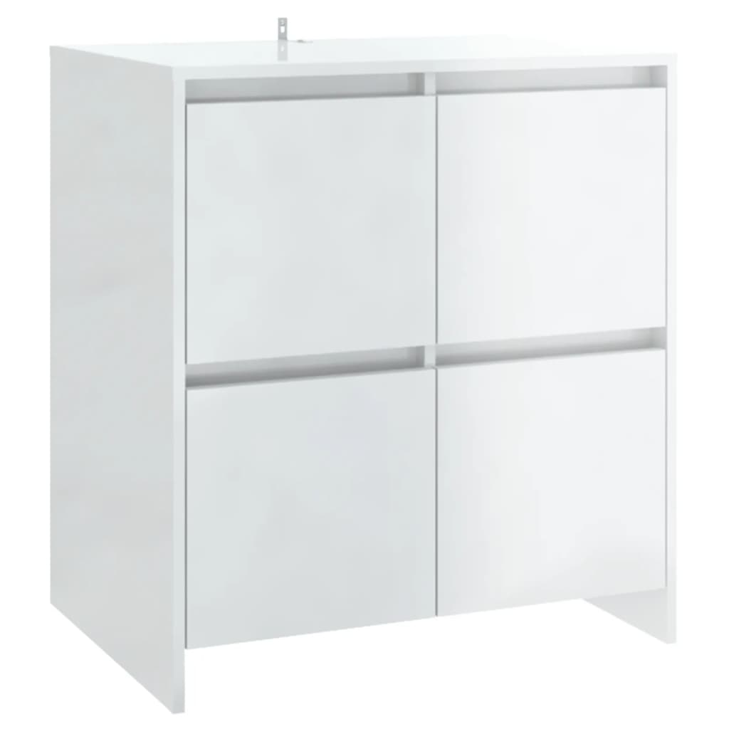 Credenza Bianco Lucido 70x41x75 cm in Truciolato