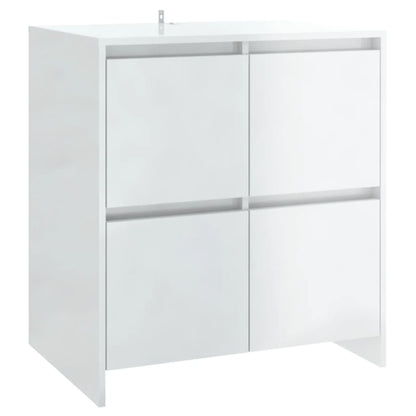 Credenza Bianco Lucido 70x41x75 cm in Truciolato