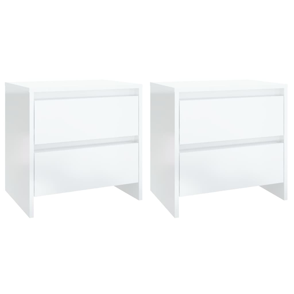 Comodini 2 pz Bianco Lucido 45x34,5x44,5 cm in Truciolato