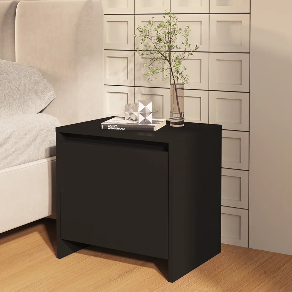 Comodino Nero 45x34x44,5 cm in Truciolato