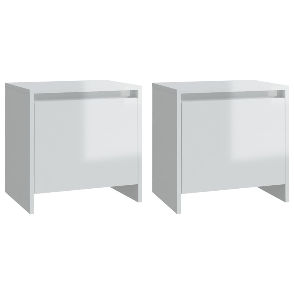 Comodini 2 pz Bianco Lucido 45x34x44,5 cm in Truciolato