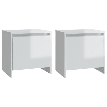 Comodini 2 pz Bianco Lucido 45x34x44,5 cm in Truciolato