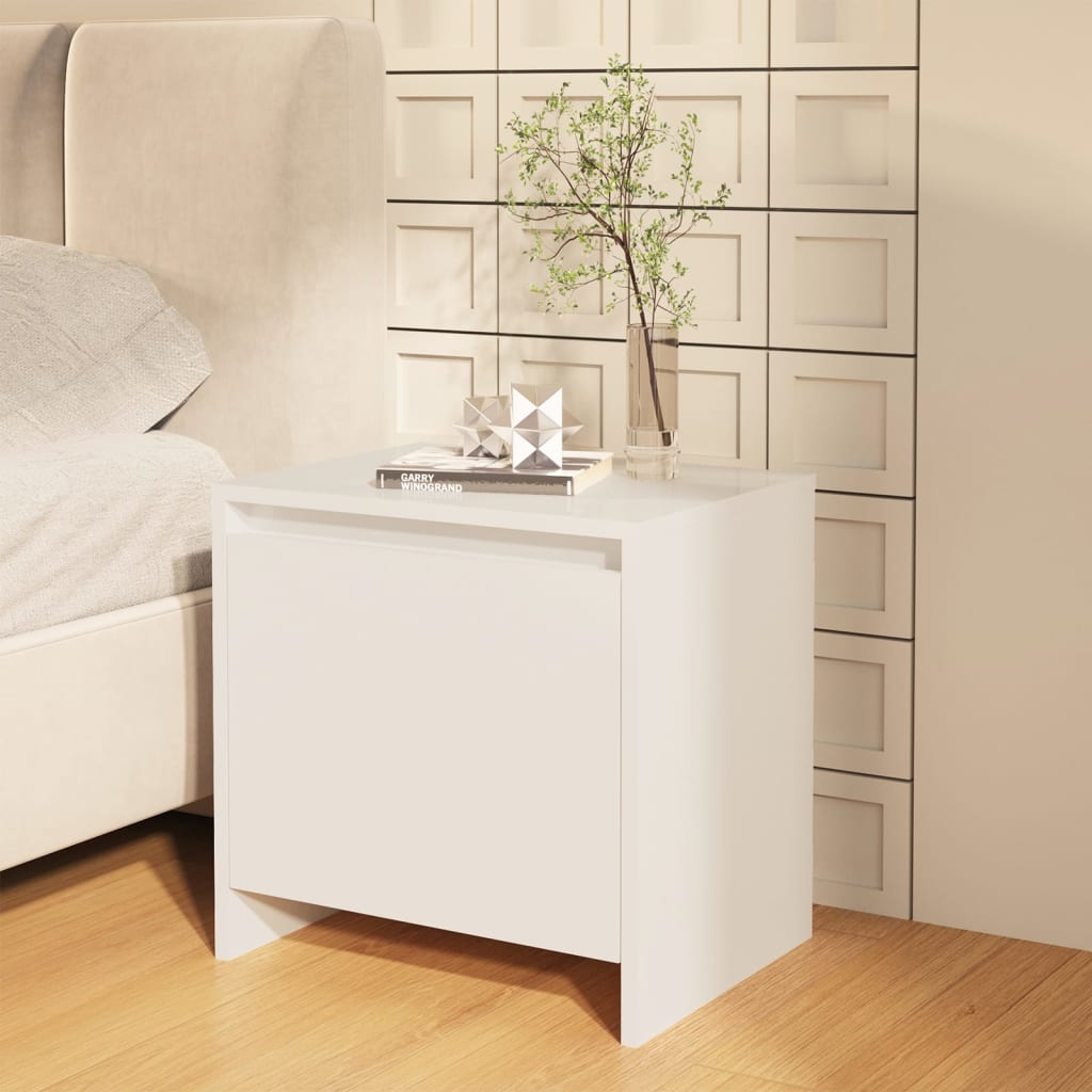 Comodini 2 pz Bianco Lucido 45x34x44,5 cm in Truciolato
