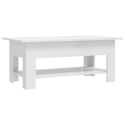 Tavolino da Caffè Bianco Lucido 102x55x42 cm in Truciolato