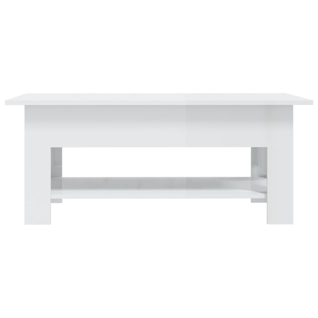 Tavolino da Caffè Bianco Lucido 102x55x42 cm in Truciolato