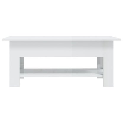 Tavolino da Caffè Bianco Lucido 102x55x42 cm in Truciolato