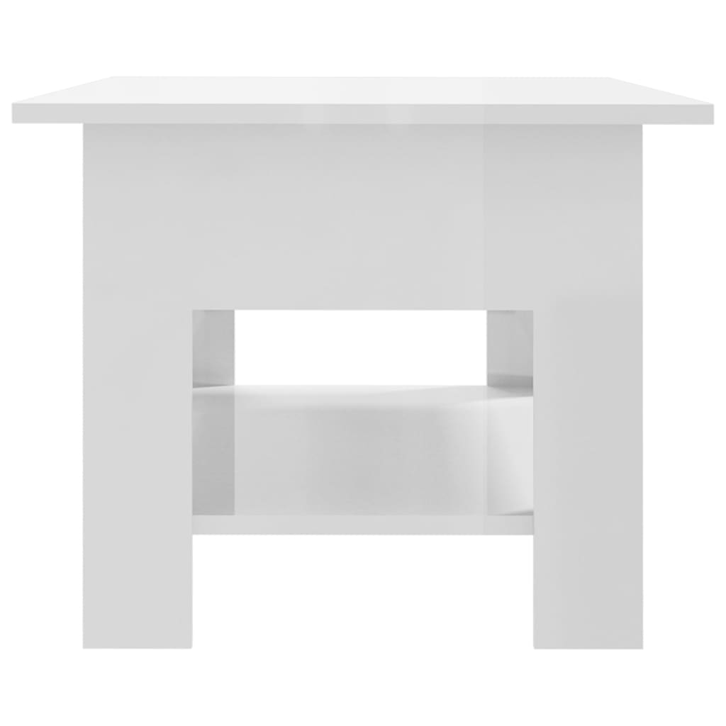 Tavolino da Caffè Bianco Lucido 102x55x42 cm in Truciolato