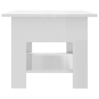 Tavolino da Caffè Bianco Lucido 102x55x42 cm in Truciolato