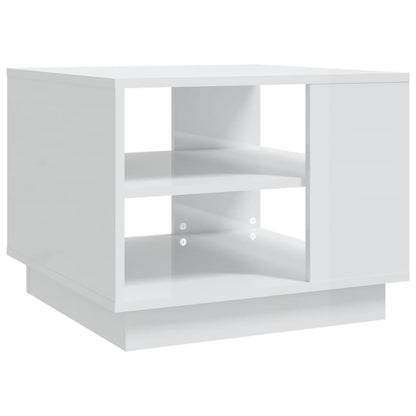Tavolino da Salotto Bianco Lucido 55x55x43 cm in Truciolato