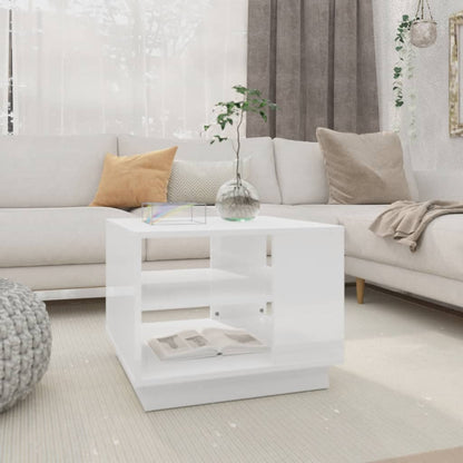 Tavolino da Salotto Bianco Lucido 55x55x43 cm in Truciolato