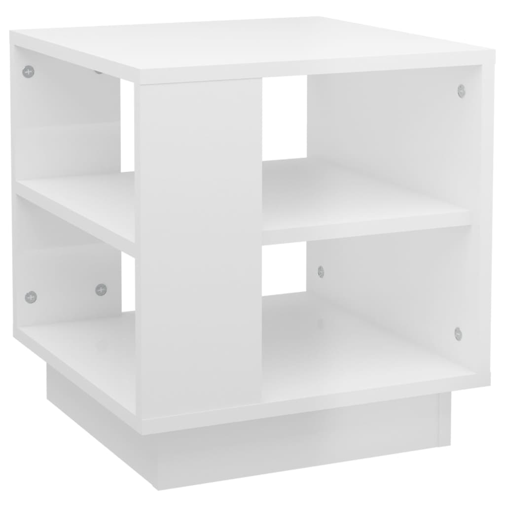 Tavolino Salotto Bianco Lucido 40x40x43 cm in Legno Multistrato