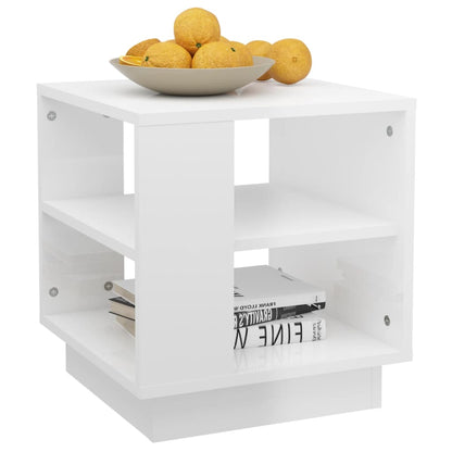 Tavolino Salotto Bianco Lucido 40x40x43 cm in Legno Multistrato