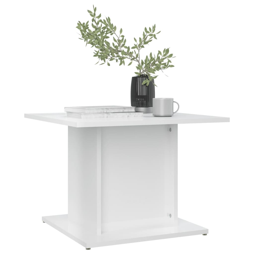 Tavolino da Salotto Bianco Lucido 55,5x55,5x40 cm in Truciolato