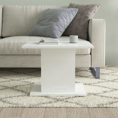 Tavolino da Salotto Bianco Lucido 55,5x55,5x40 cm in Truciolato