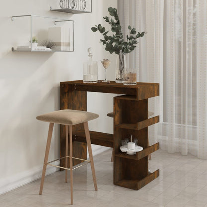 Tavolo Bar con Ripiani Rovere Fumo 100x50x101,5cm in Truciolato