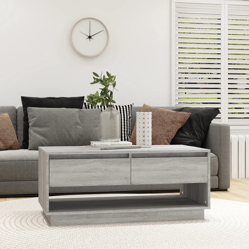 Tavolino da Salotto Grigio Sonoma 102,5x55x44 cm in Truciolato