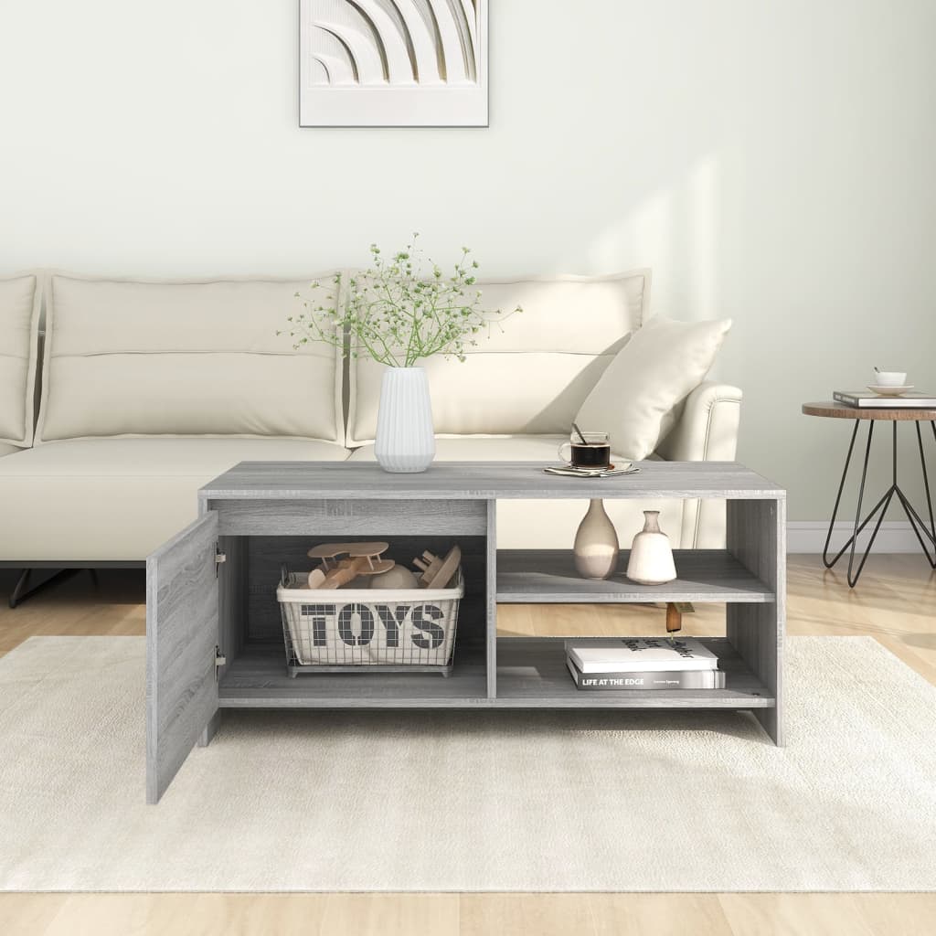 Tavolino da Salotto Grigio Sonoma 102x50x45cm Legno Multistrato