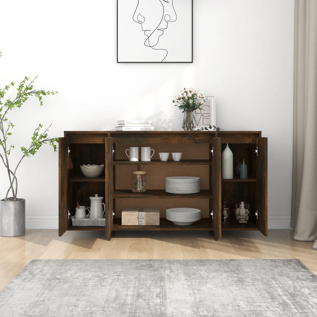 Credenza Rovere Fumo 135x41x75 cm in Truciolato