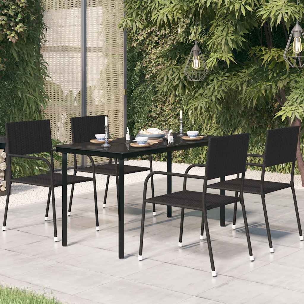 Tavolo da Giardino Nero 140x70x74 cm in Acciaio e Vetro