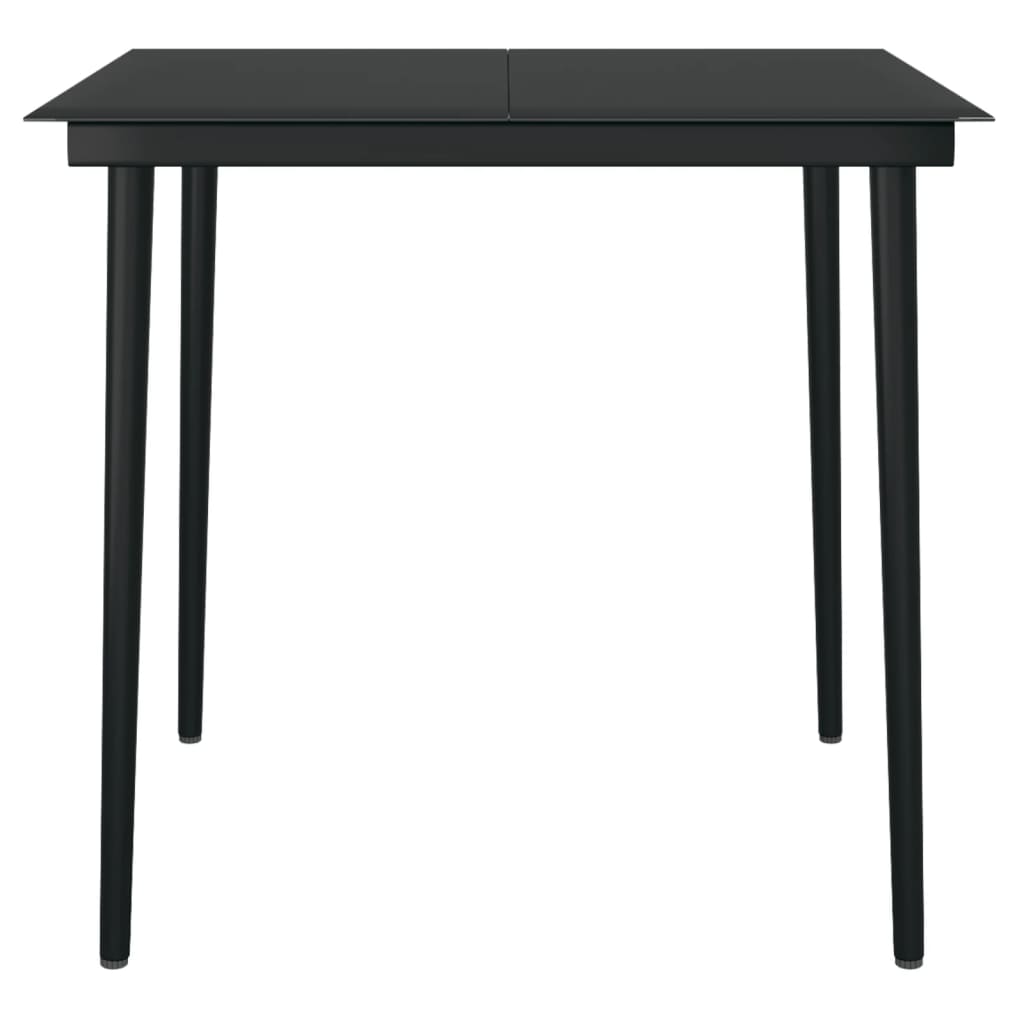 Tavolo da Giardino Nero 80x80x74 cm in Acciaio e Vetro