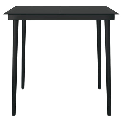 Tavolo da Giardino Nero 80x80x74 cm in Acciaio e Vetro