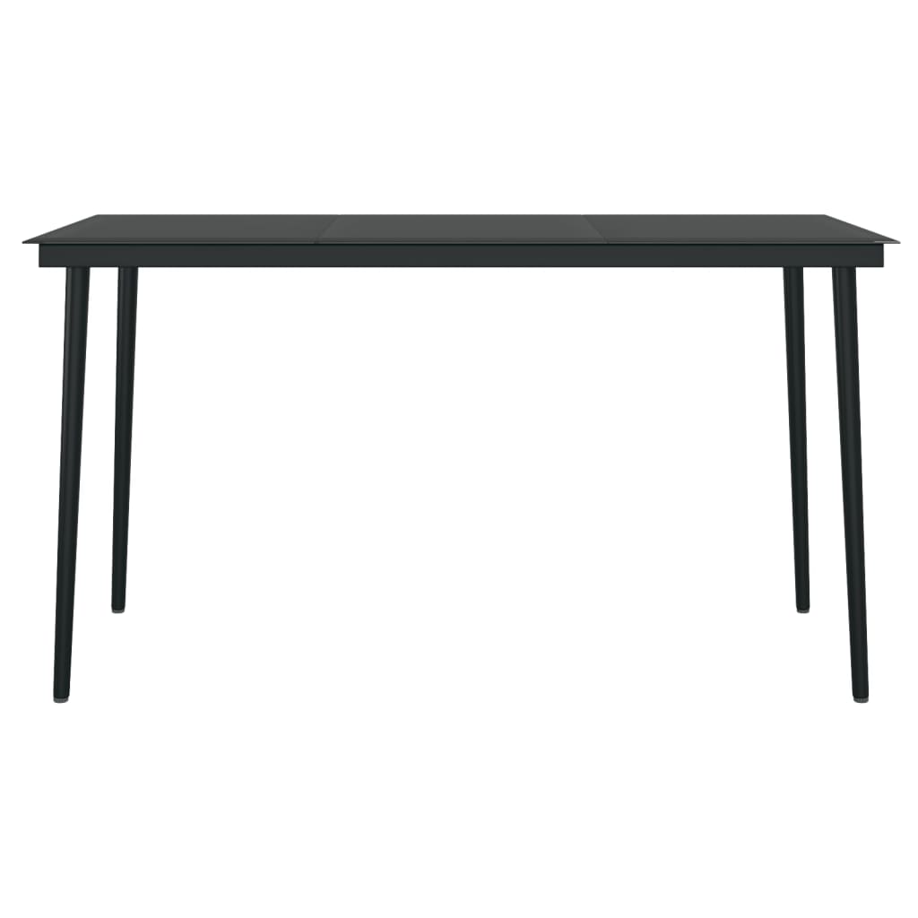 Tavolo da Giardino Nero 140x70x74 cm in Acciaio e Vetro