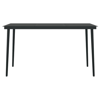 Tavolo da Giardino Nero 140x70x74 cm in Acciaio e Vetro