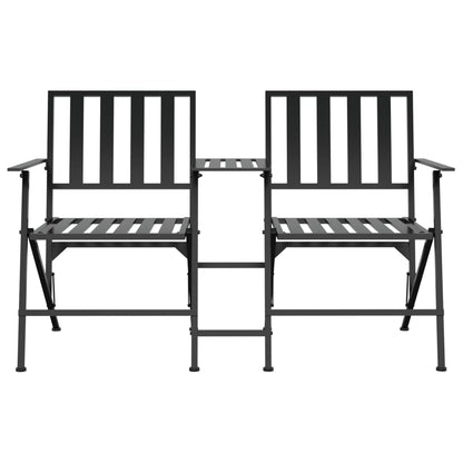 Panca Pieghevole da Giardino a 2 Posti 137 cm Nera in Acciaio
