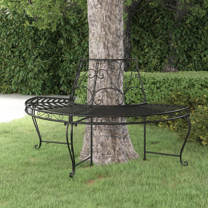 Panchina per Albero Semi Circolare ÃƒËœ160 cm Nera in Acciaio