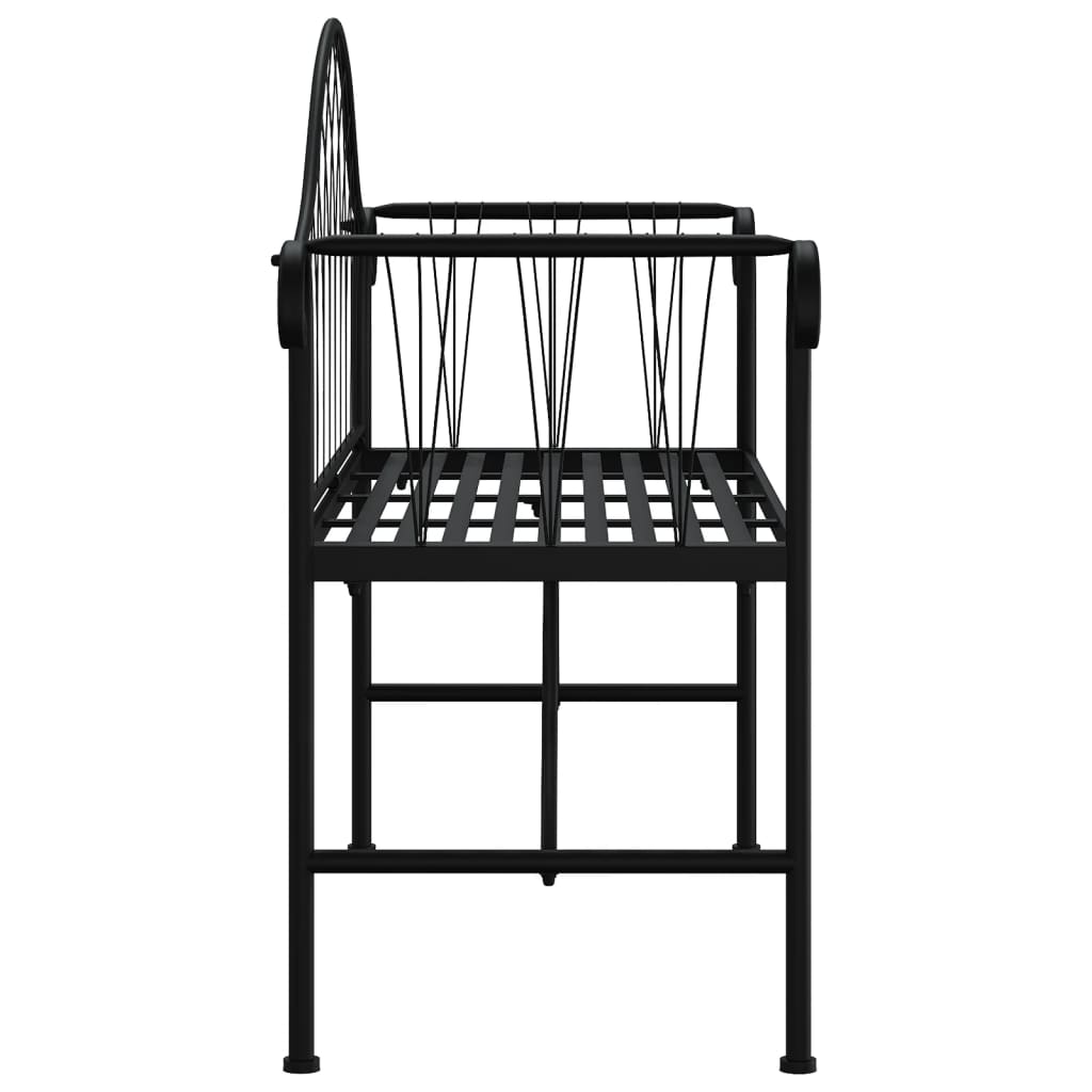 Panca da Giardino a 2 Posti 128 cm Nera in Acciaio