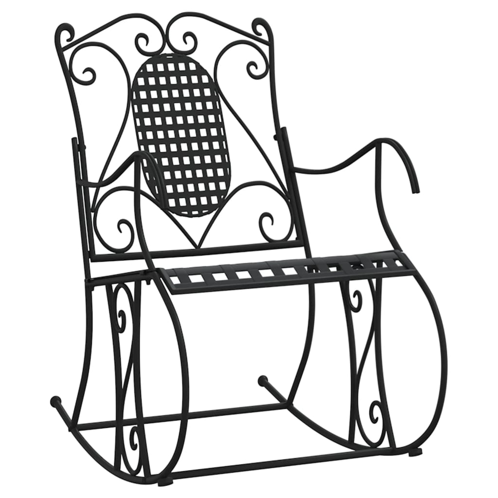 Panchina a Dondolo 84 cm Nera in Acciaio
