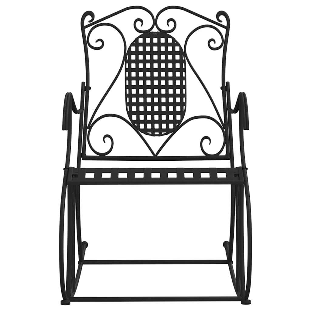 Panchina a Dondolo 84 cm Nera in Acciaio