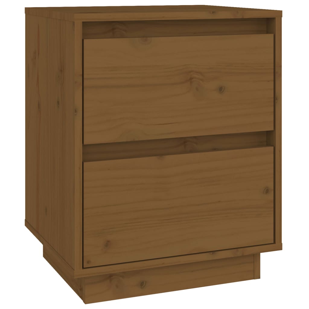 Comodino Marrone Ambrato 40x35x50 cm in Legno Massello di Pino