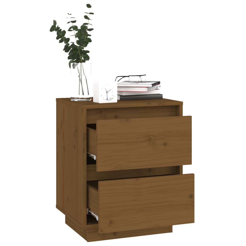 Comodino Marrone Ambrato 40x35x50 cm in Legno Massello di Pino
