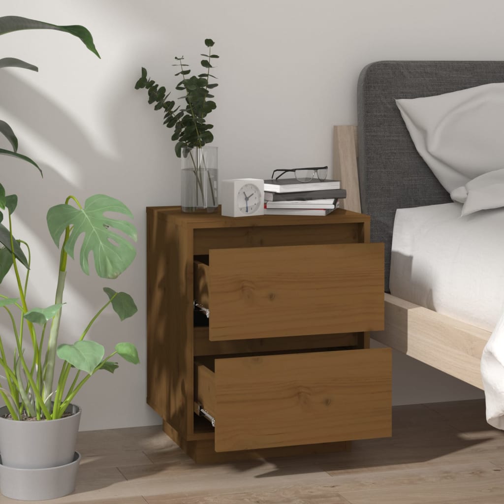 Comodini 2 pz Ambra 40x35x50 cm in Legno Massello di Pino