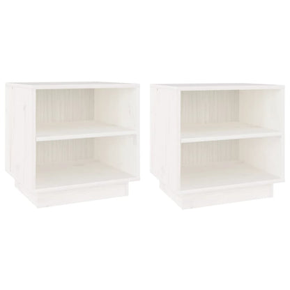 Comodini Bianchi 2 pz 40x34x40 cm in Legno Massello di Pino