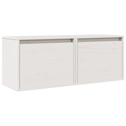 Pensili Bianchi 2 pz 45x30x35 cm in Legno Massello di Pino