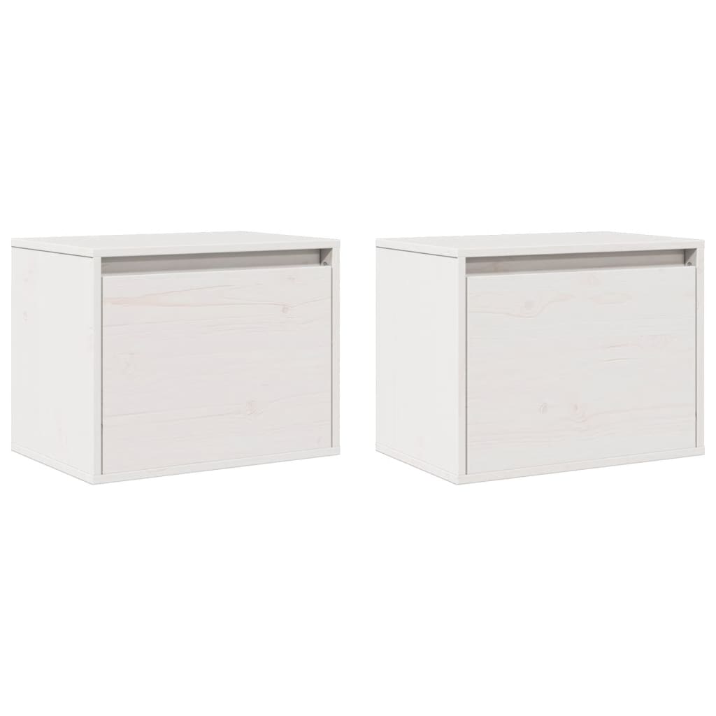 Pensili Bianchi 2 pz 45x30x35 cm in Legno Massello di Pino