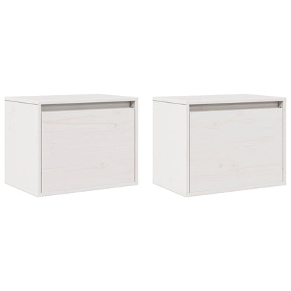 Pensili Bianchi 2 pz 45x30x35 cm in Legno Massello di Pino