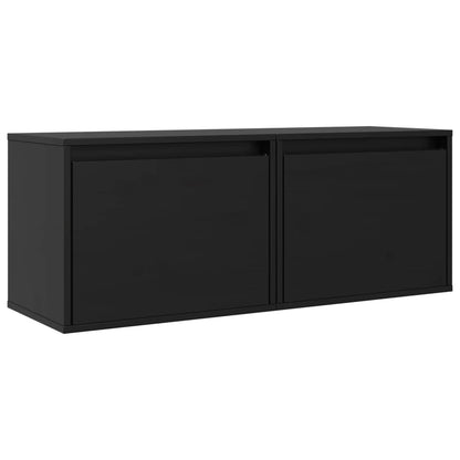 Pensili Neri 2 pz 45x30x35 cm in Legno Massello di Pino